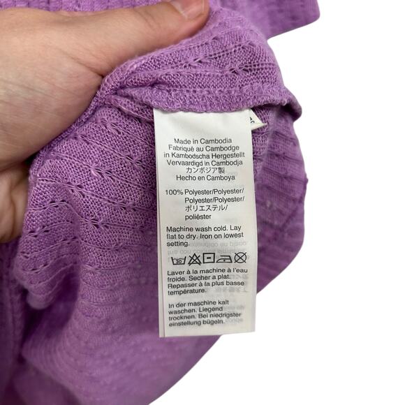 Romantic Layers Lavender‎ Textured Knit Ruffle Puff Sleeve J.Crew Top M - Picture 6 of 8